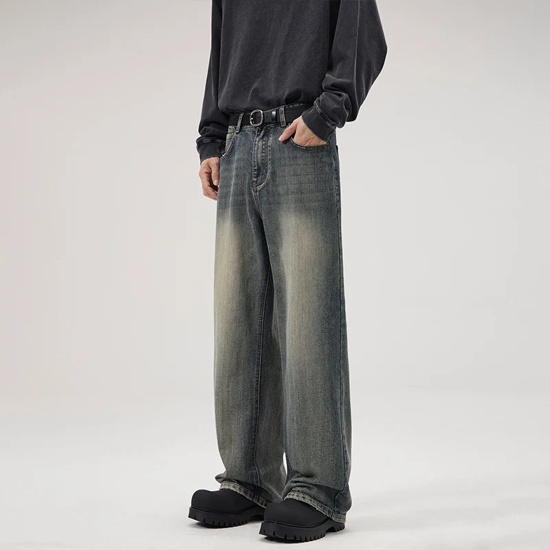 Herren Ultraweite Stonewashed-Baggy-Jeans mit tiefem Schritt und soften Fade-Details Nord Taschen