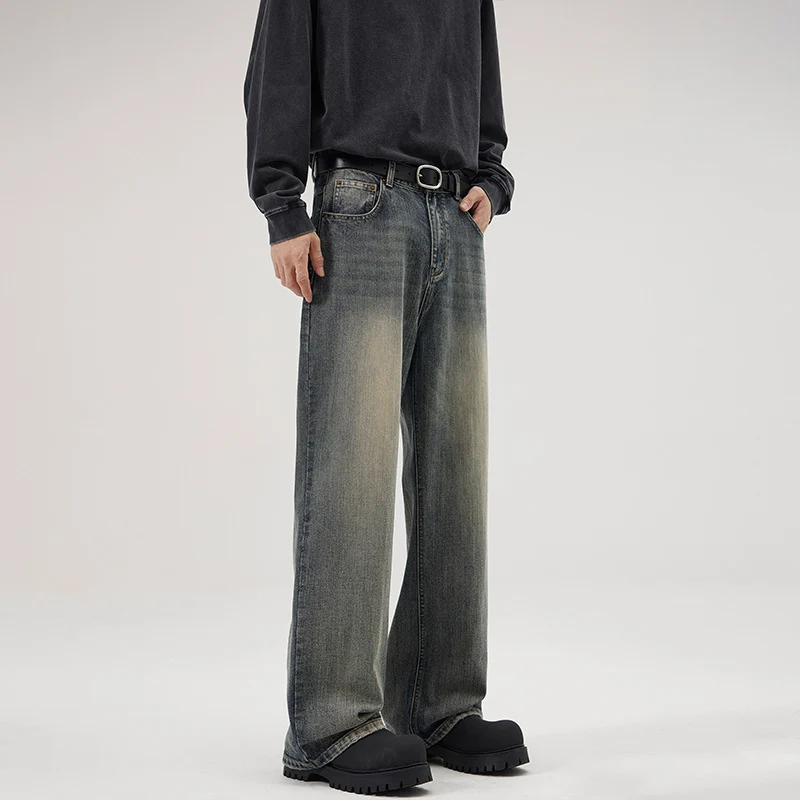 Herren Ultraweite Stonewashed-Baggy-Jeans mit tiefem Schritt und soften Fade-Details Nord Taschen
