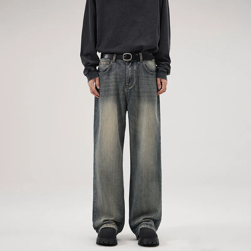 Herren Ultraweite Stonewashed-Baggy-Jeans mit tiefem Schritt und soften Fade-Details Nord Taschen