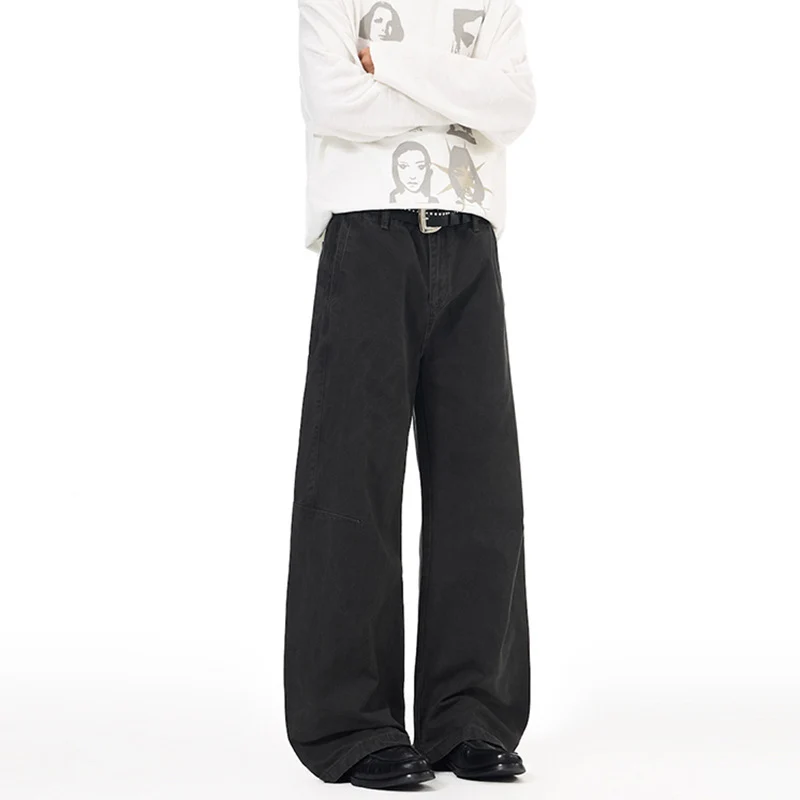 Herren Ultraweite Palazzo-Baggy-Hose mit tiefem Schritt und entspanntem Bund Nord Taschen