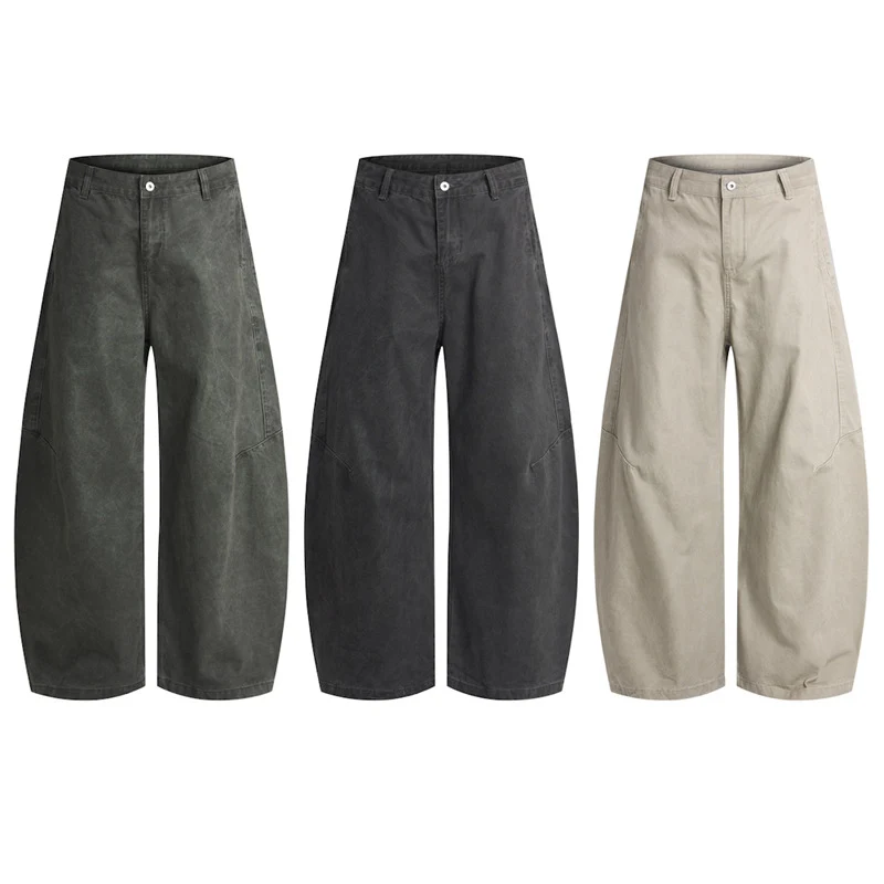 Herren Ultraweite Palazzo-Baggy-Hose mit tiefem Schritt und entspanntem Bund Nord Taschen