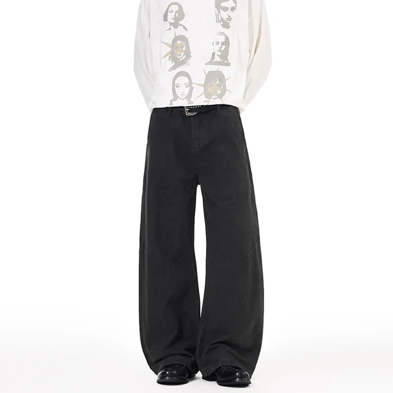 Herren Ultraweite Palazzo-Baggy-Hose mit tiefem Schritt und entspanntem Bund Nord Taschen