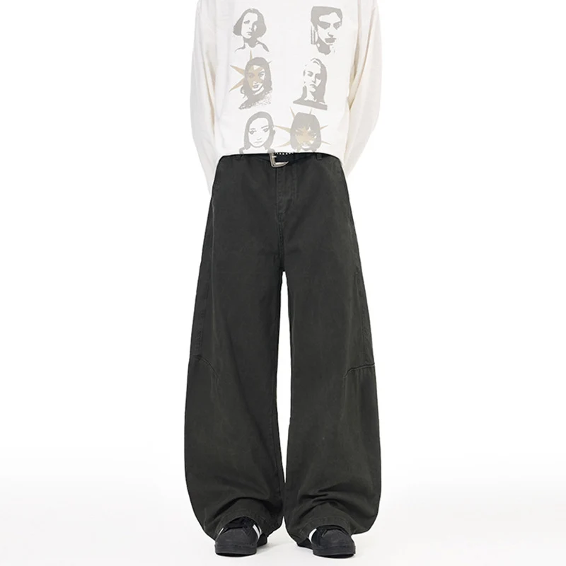 Herren Ultraweite Palazzo-Baggy-Hose mit tiefem Schritt und entspanntem Bund Nord Taschen