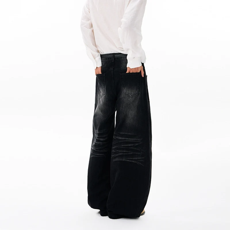 Herren Ultraweite Denim-Palazzohose im ballonförmigen Baggy-Cut mit tiefem Schritt Nord Taschen