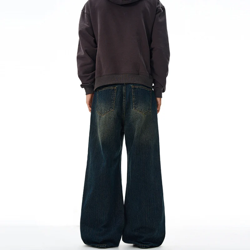 Herren Ultraweite Denim-Palazzo-Jeans mit tiefsitzender Bundlinie und verlängertem Saum Nord Taschen