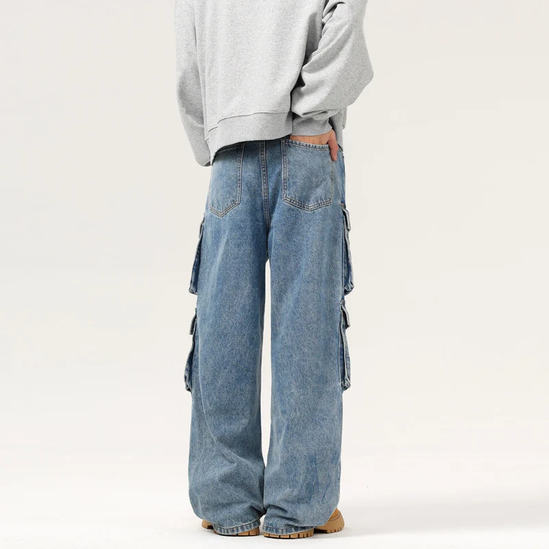 Herren Ultraweite Denim-Cargo-Jeans im Baggy-Cut mit mehrfachen Klappentaschen Nord Taschen