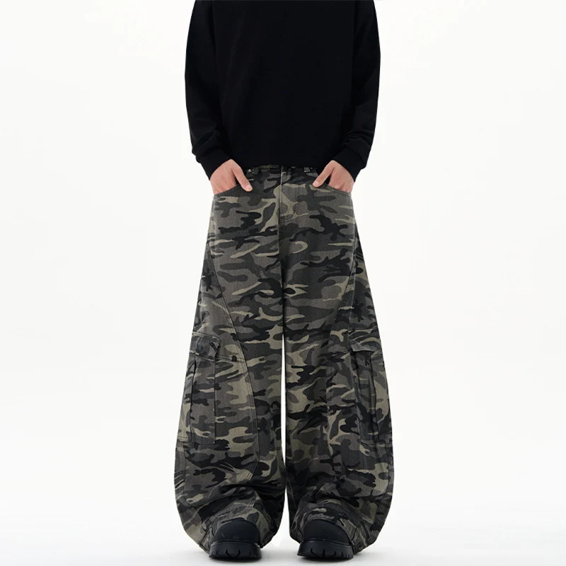 Herren Ultraweite Cargohhose im Baggy‑Cut mit tiefem Schritt Nord Taschen