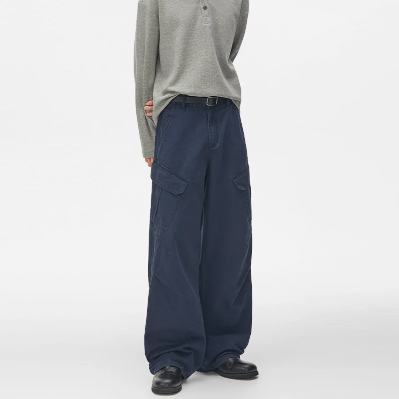 Herren Ultraweite Cargo-Twillhose mit hoher Bundlinie, Oversized-Bein und aufgesetzten Klappentaschen Nord Taschen
