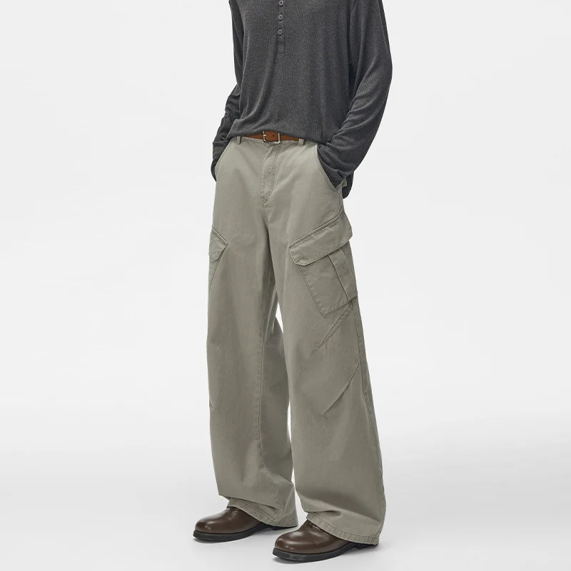 Herren Ultraweite Cargo-Twillhose mit hoher Bundlinie, Oversized-Bein und aufgesetzten Klappentaschen Nord Taschen