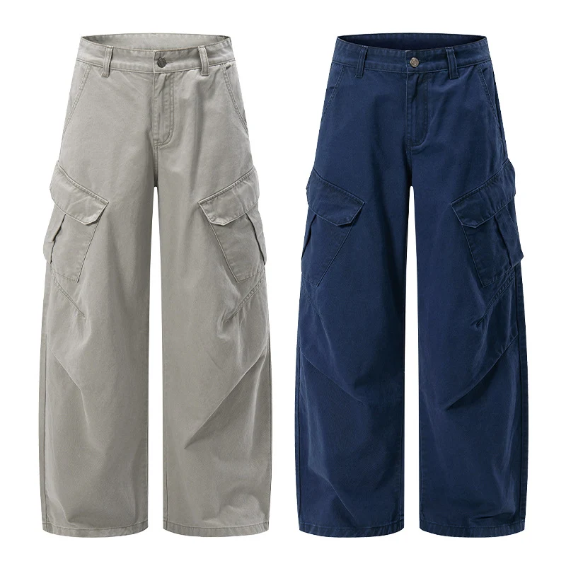 Herren Ultraweite Cargo-Twillhose mit hoher Bundlinie, Oversized-Bein und aufgesetzten Klappentaschen Nord Taschen