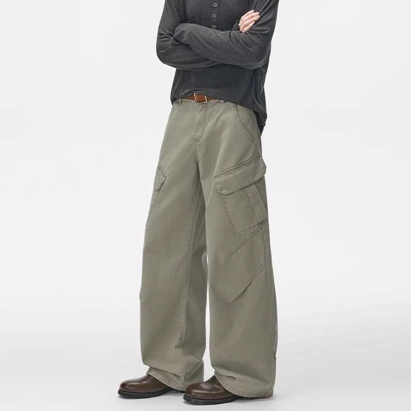 Herren Ultraweite Cargo-Twillhose mit hoher Bundlinie, Oversized-Bein und aufgesetzten Klappentaschen Nord Taschen