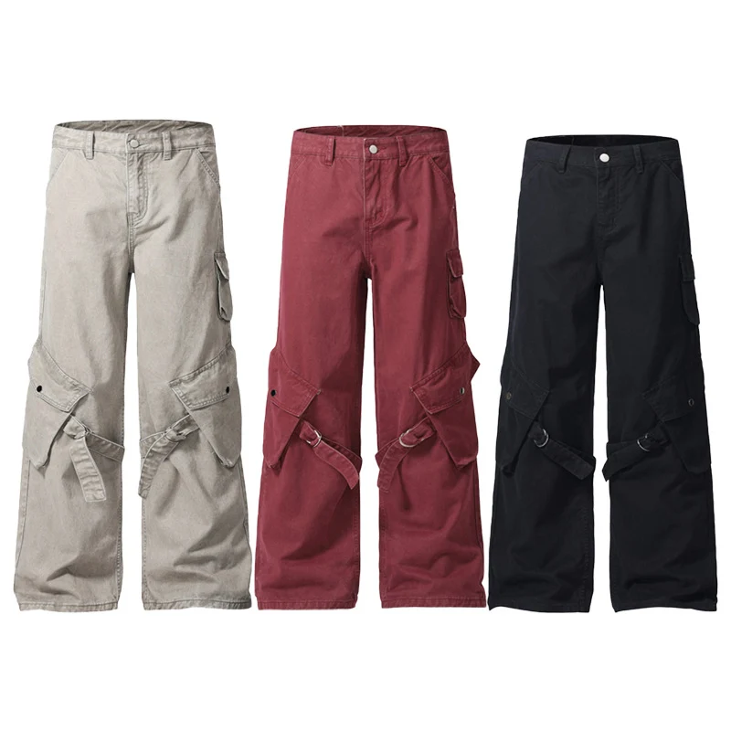 Herren Ultraweite Canvas-Cargohose mit D-Ring-Gurtsystem und multiplen Pattentaschen Nord Taschen