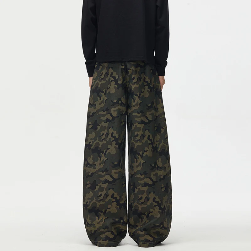 Herren Ultraweite Camouflage-Palazzohose mit geradem Bein und strukturierter Canvas-Qualität Nord Taschen