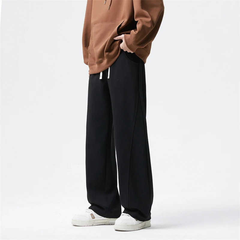 Herren Ultraweit geschnittene Fleece-Loungehose mit Tunnelzug und geradem Bein Nord Taschen