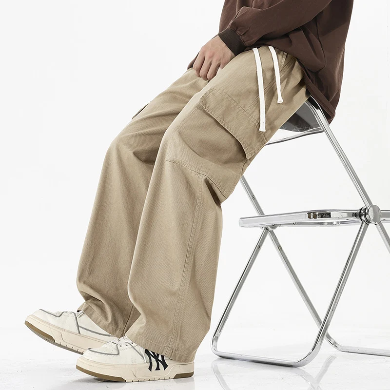 Herren Superweite Utility-Cargohose im tiefsitzenden Baggy-Cut mit Kordelzug Nord Taschen