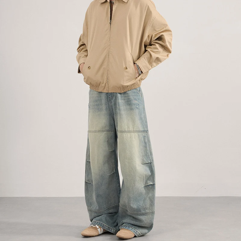 Herren Superweite Denim-Palazzo-Hose mit segmentierten Nähten und voluminöser Silhouette Nord Taschen