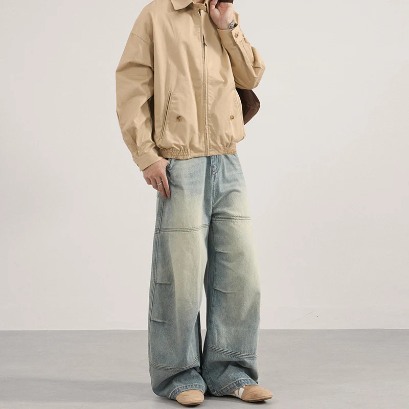 Herren Superweite Denim-Palazzo-Hose mit segmentierten Nähten und voluminöser Silhouette Nord Taschen