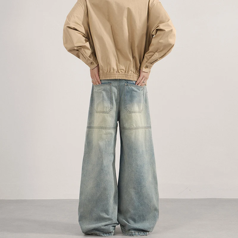 Herren Superweite Denim-Palazzo-Hose mit segmentierten Nähten und voluminöser Silhouette Nord Taschen