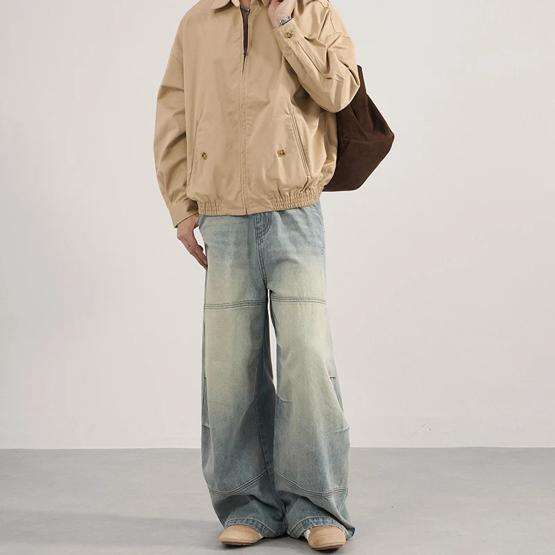 Herren Superweite Denim-Palazzo-Hose mit segmentierten Nähten und voluminöser Silhouette Nord Taschen