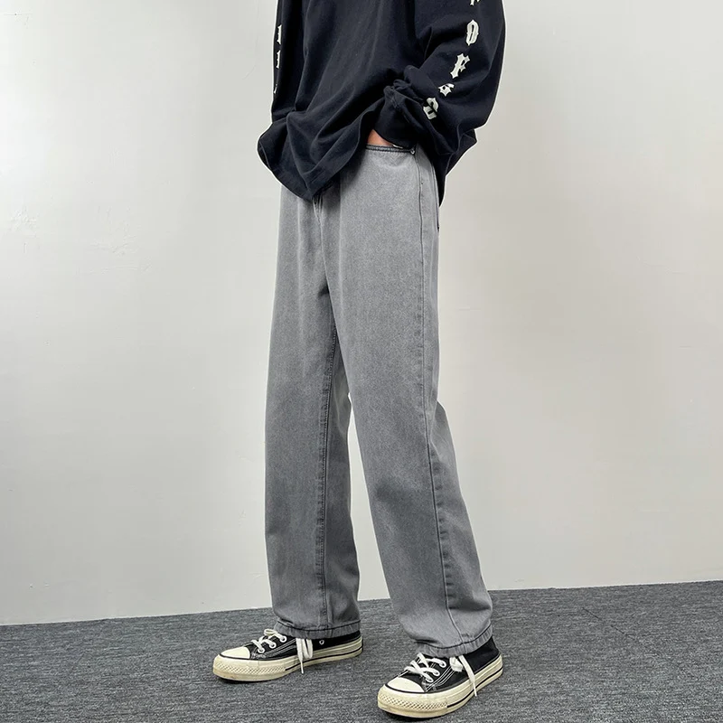 Herren Superweit geschnittene Straight‑Baggy‑Jeans aus schwerem schwarzem Denim mit elastischem Saum Nord Taschen