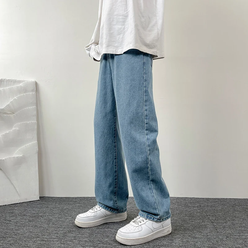 Herren Superweit geschnittene Straight‑Baggy‑Jeans aus schwerem schwarzem Denim mit elastischem Saum Nord Taschen