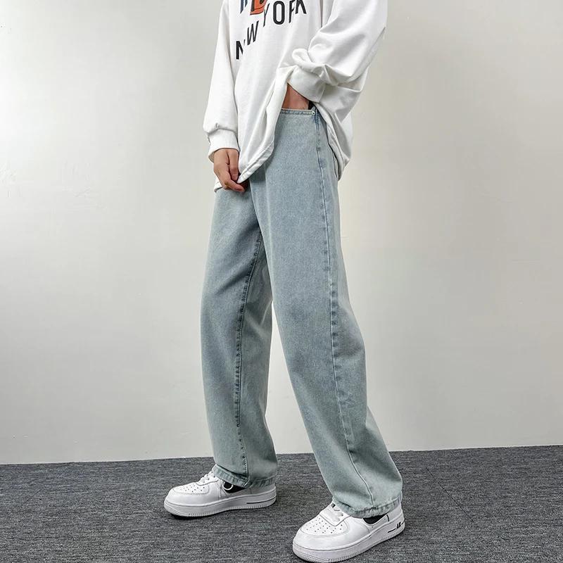 Herren Superweit geschnittene Straight‑Baggy‑Jeans aus schwerem schwarzem Denim mit elastischem Saum Nord Taschen