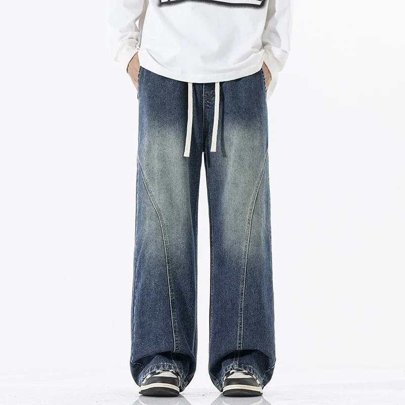 Herren Skulpturale Baggy-Denimhose mit tiefem Schritt und abgerundetem Saum Nord Taschen