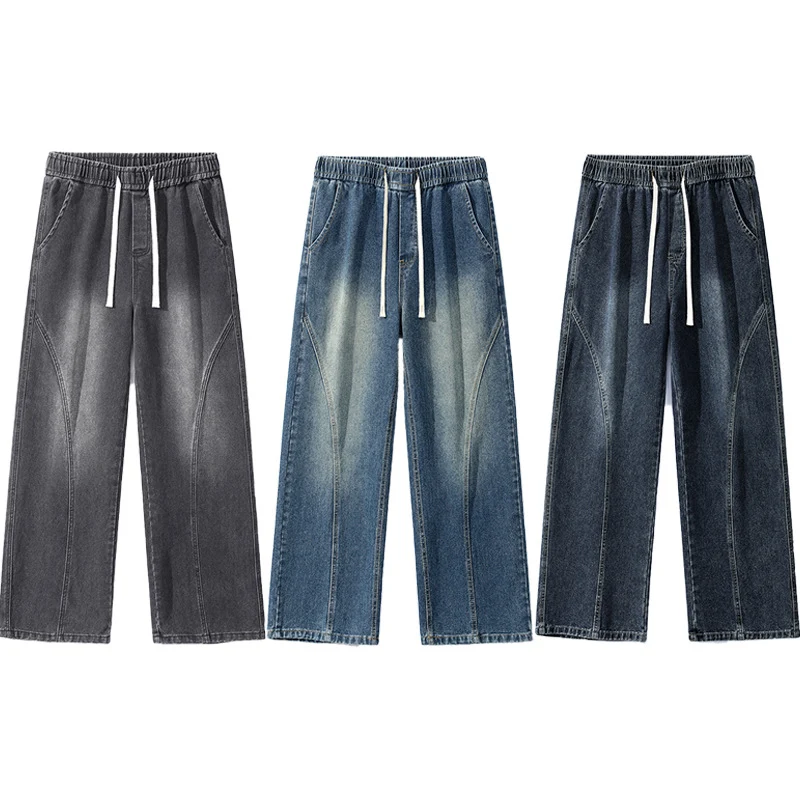 Herren Skulpturale Baggy-Denimhose mit tiefem Schritt und abgerundetem Saum Nord Taschen