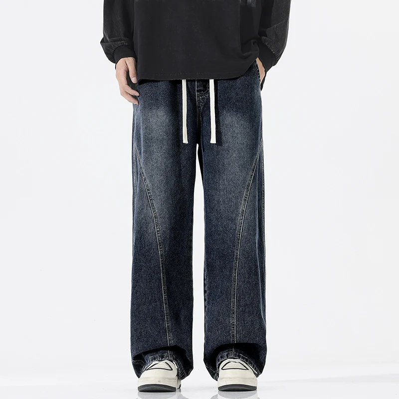 Herren Skulpturale Baggy-Denimhose mit tiefem Schritt und abgerundetem Saum Nord Taschen