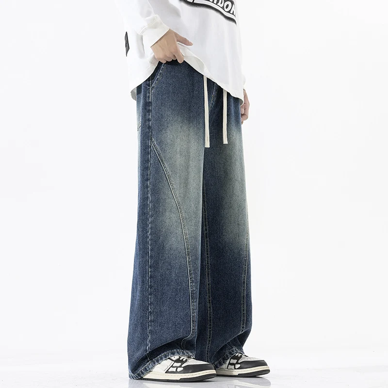 Herren Skulpturale Baggy-Denimhose mit tiefem Schritt und abgerundetem Saum Nord Taschen
