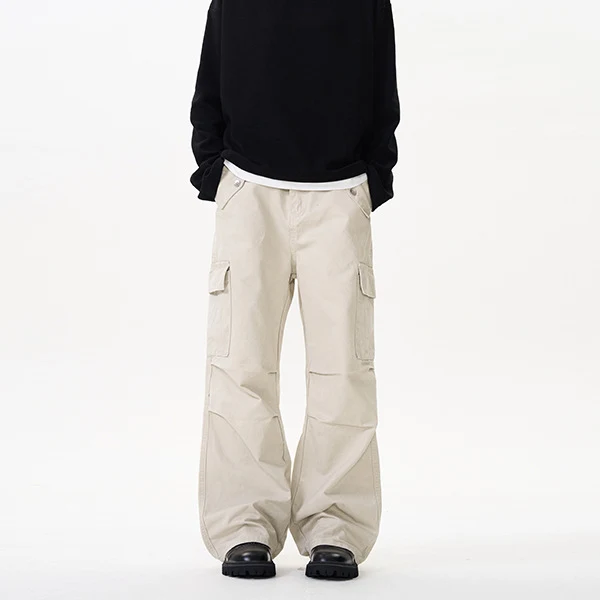 Herren Relaxed Utility-Cargohose im Palazzoschnitt aus Baumwoll-Twill Nord Taschen