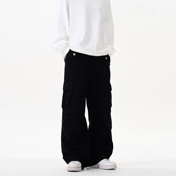 Herren Relaxed Utility-Cargohose im Palazzoschnitt aus Baumwoll-Twill Nord Taschen