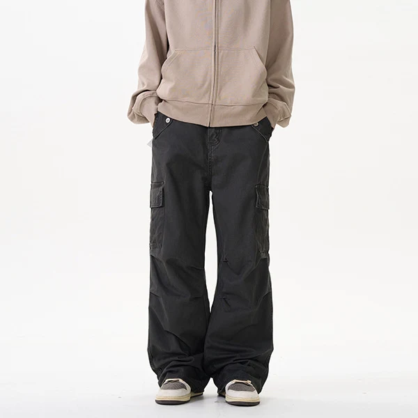 Herren Relaxed Utility-Cargohose im Palazzoschnitt aus Baumwoll-Twill Nord Taschen
