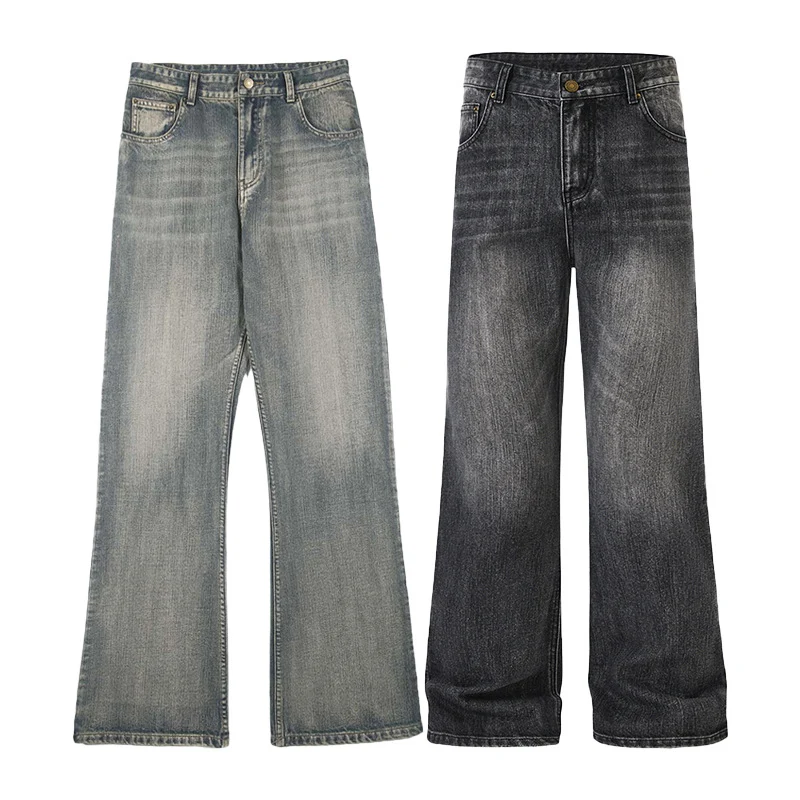 Herren Relaxed-Straight Denim-Jeans mit extra langem Saum und Vintage-Finish Nord Taschen