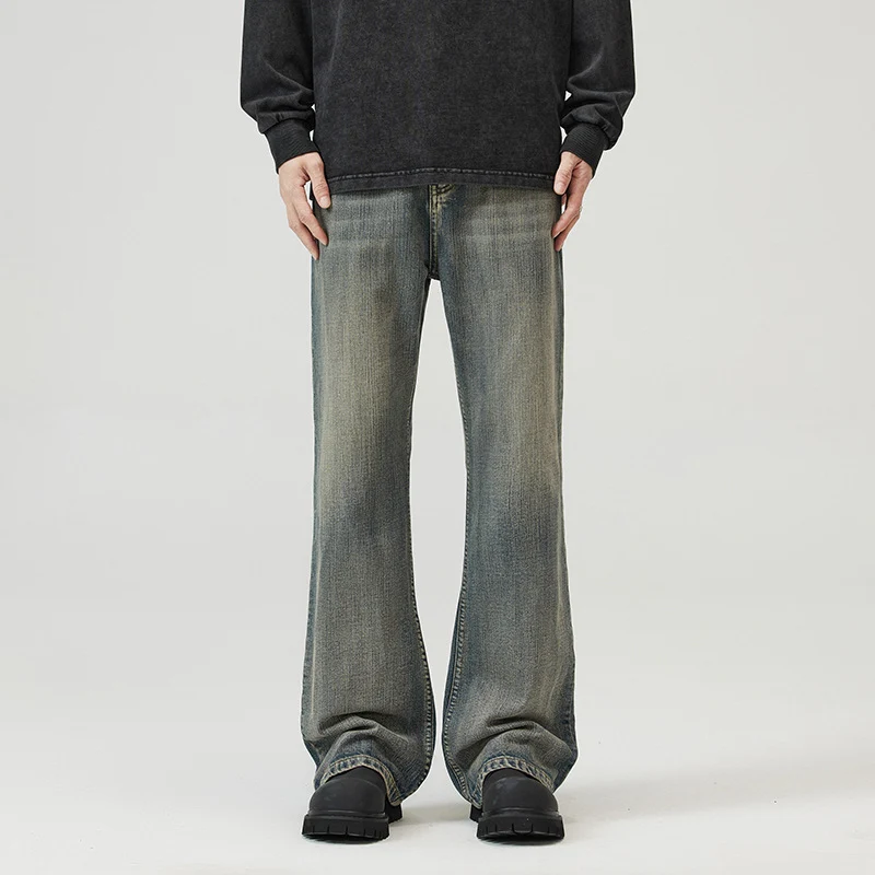 Herren Relaxed-Straight Denim-Jeans mit extra langem Saum und Vintage-Finish Nord Taschen