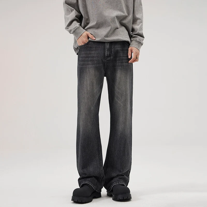 Herren Relaxed-Straight Denim-Jeans mit extra langem Saum und Vintage-Finish Nord Taschen