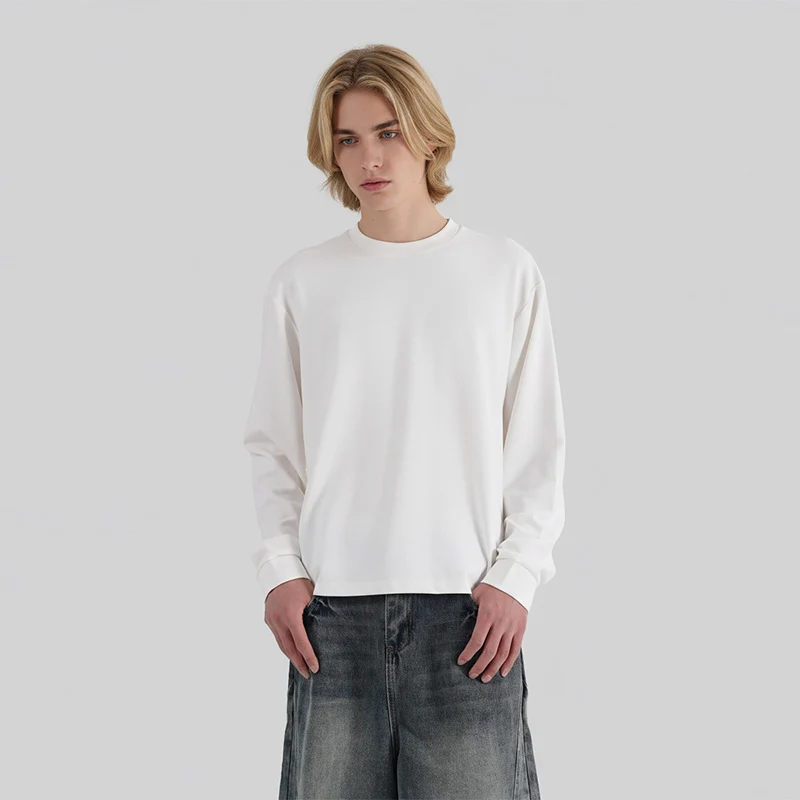 Herren Relaxed-Fit Langarmshirt aus schwerer Baumwollmischung mit Rundhalsausschnitt Nord Taschen
