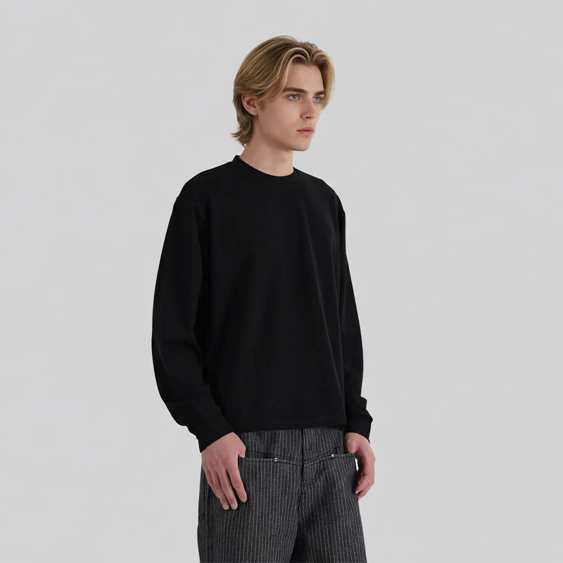 Herren Relaxed-Fit Langarmshirt aus schwerer Baumwollmischung mit Rundhalsausschnitt Nord Taschen