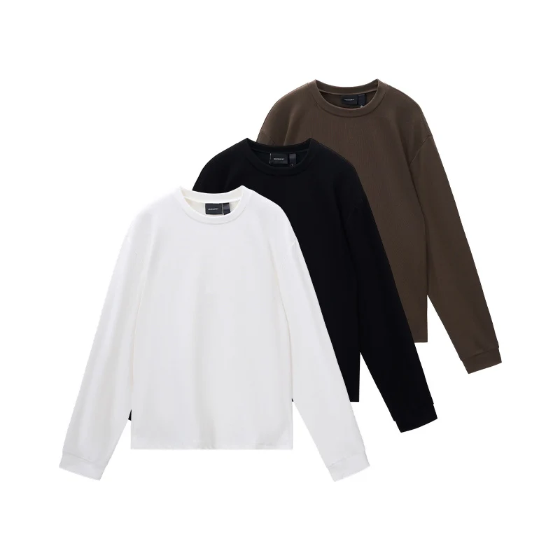 Herren Relaxed-Fit Langarmshirt aus schwerer Baumwollmischung mit Rundhalsausschnitt Nord Taschen