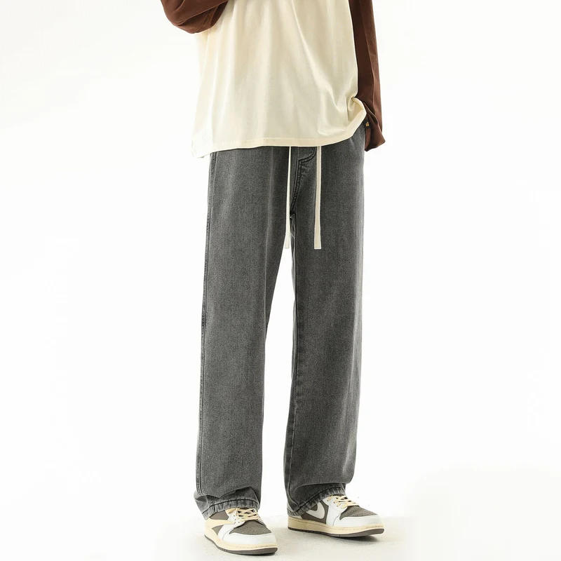Herren Relaxed-Fit Denim-Jogginghose mit elastischem Tunnelzugbund und geradem Bein Nord Taschen