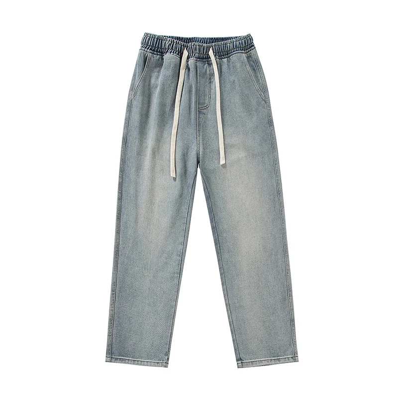 Herren Relaxed-Fit Denim-Jogginghose mit elastischem Tunnelzugbund und geradem Bein Nord Taschen