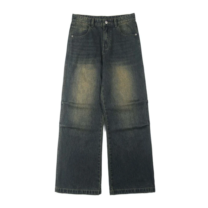 Herren Paneel-Denim Baggyhose mit tiefem Schritt und Used-Fade Nord Taschen