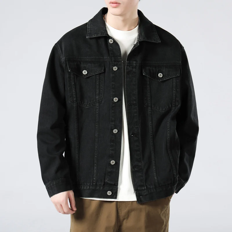 Herren Oversized Jeansjacke mit Metallknopfleiste und Brusttaschen Nord Taschen