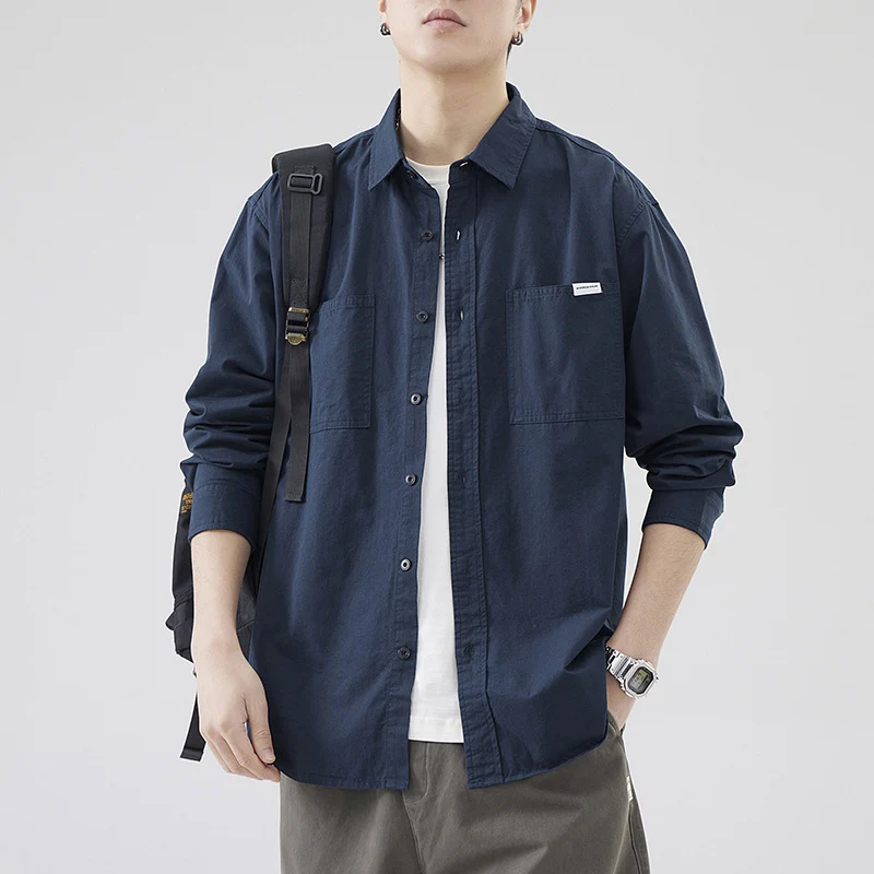 Herren Oversized Baumwollhemd mit doppelten Brusttaschen und Relaxed-Fit Nord Taschen