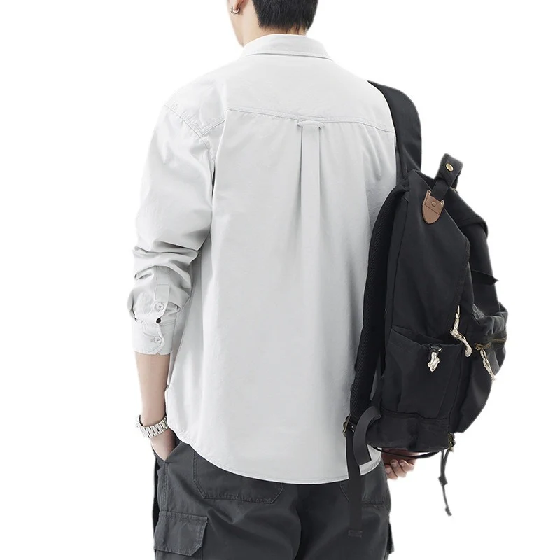 Herren Oversized Baumwollhemd mit doppelten Brusttaschen und Relaxed-Fit Nord Taschen