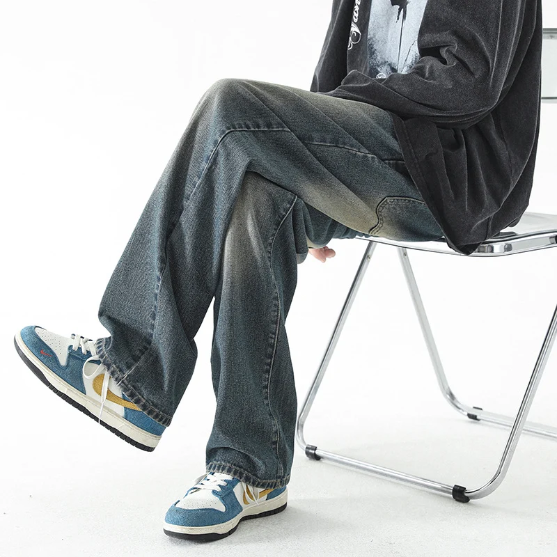 Herren Baggy-Jeans im Vintage-Stonewash mit weitem geradem Bein Nord Taschen