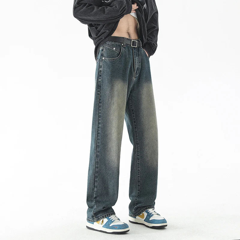Herren Baggy-Jeans im Vintage-Stonewash mit weitem geradem Bein Nord Taschen