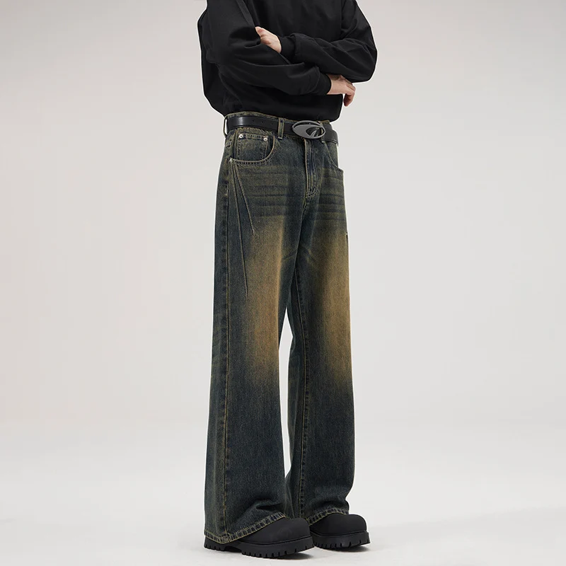 Herren Baggy-Denimhose mit extra weitem Bein und Vintage-Waschung Nord Taschen