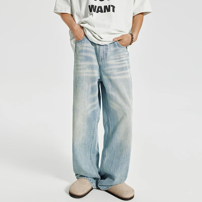 Herren Baggy-Denim-Palazzohose im washed‑Lightlook mit extra weitem Bein Nord Taschen