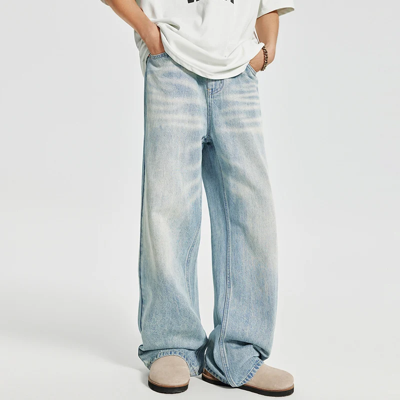 Herren Baggy-Denim-Palazzohose im washed‑Lightlook mit extra weitem Bein Nord Taschen